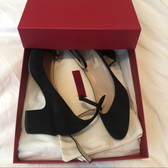 Valentino Black Suede Tango shoes 38 NEW Low Heel - Picture 6 of 8